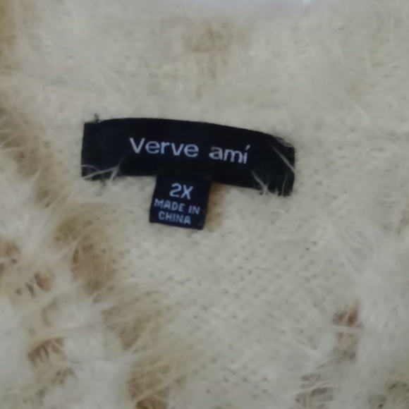 Verve Ami Cream Fuzzy Cardigan, 2X - Picture 2 of 6